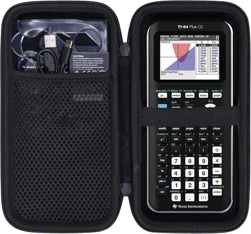 Co2Crea Carrying Case for Texas Instruments TI-84 Plus CE Python Enhanced/TI-84/TI-Nspire CX II CAS/TI-Nspire CX II/TI-83 Plus/TI-89 Titanium/TI-85/TI-86 Color Graphing Calculator, All Black Case - Image 1